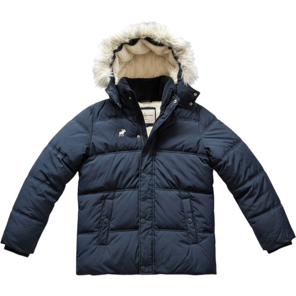 Abercrombie Kids Navy Blue Sherpa Lined Puffer Parka 13/14